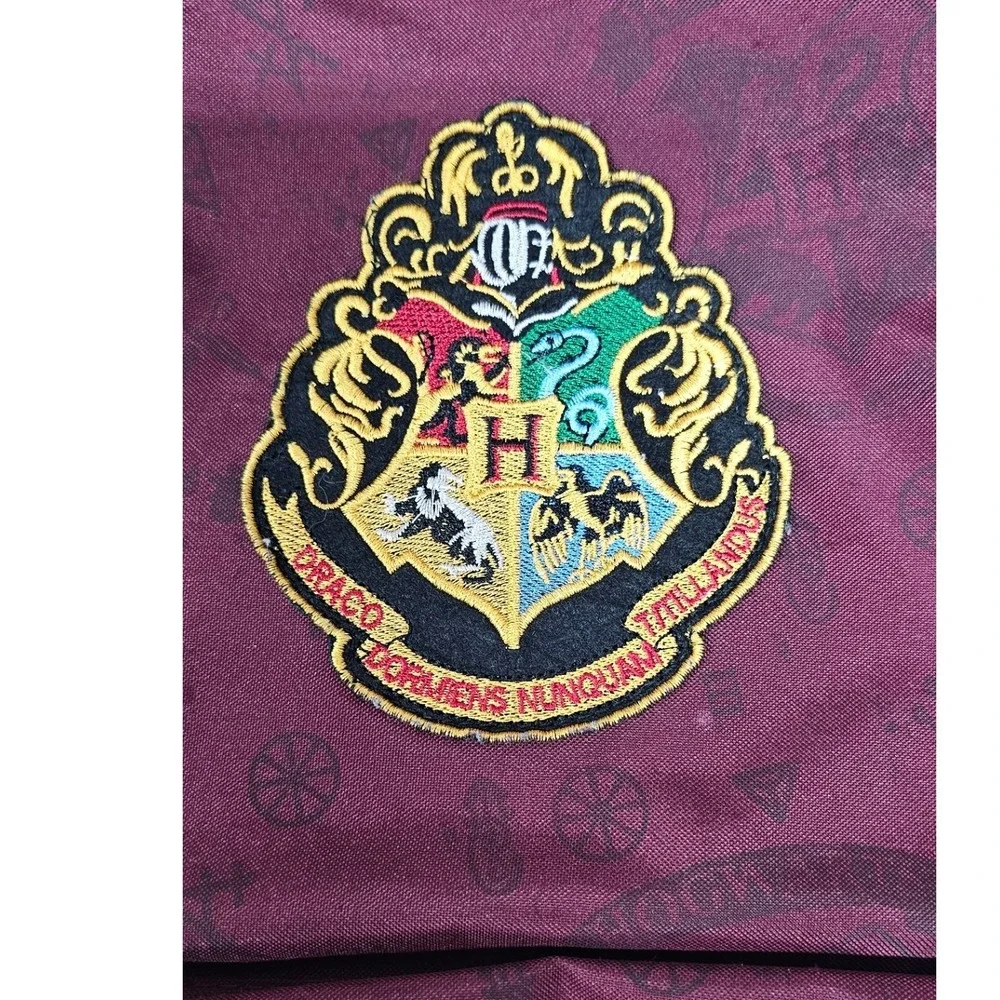 Harry Potter Hogwarts Crest Backpack Burgundy Tan Wizarding World School Bag